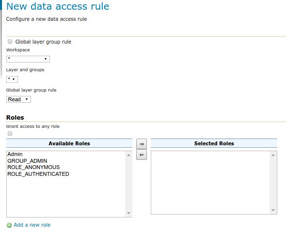 configuring an access rule in GeoServer default data security system
